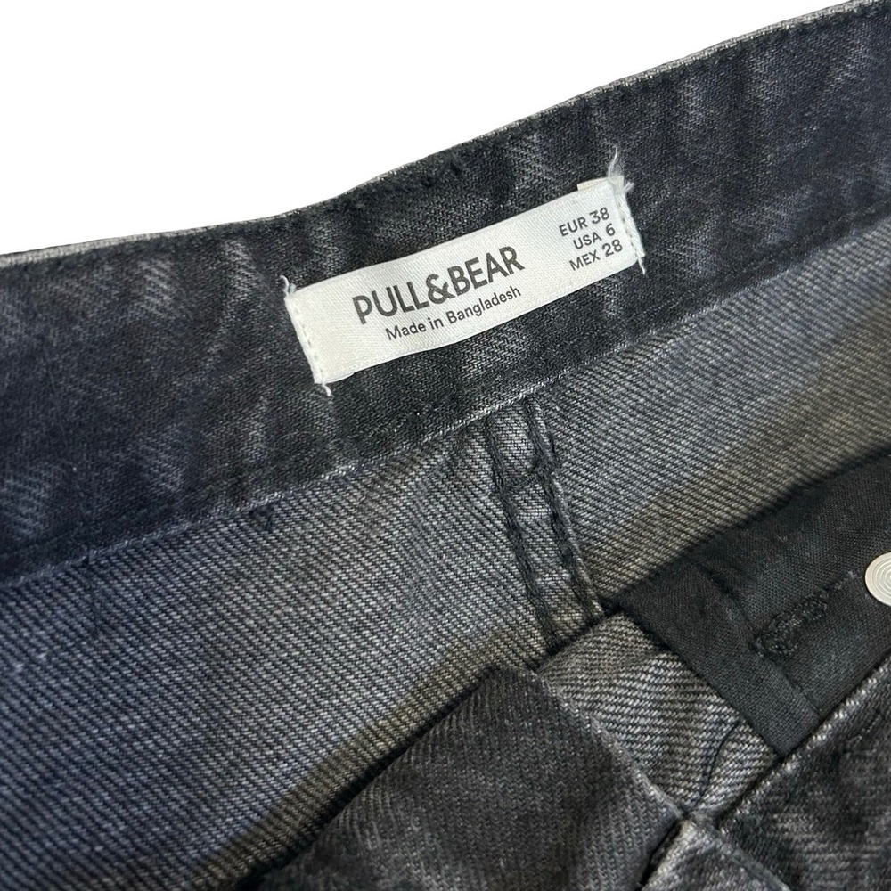 Pull&Bear High Waisted Relaxed Denim Shorts Black Sz 6 - Picture 5 of 8